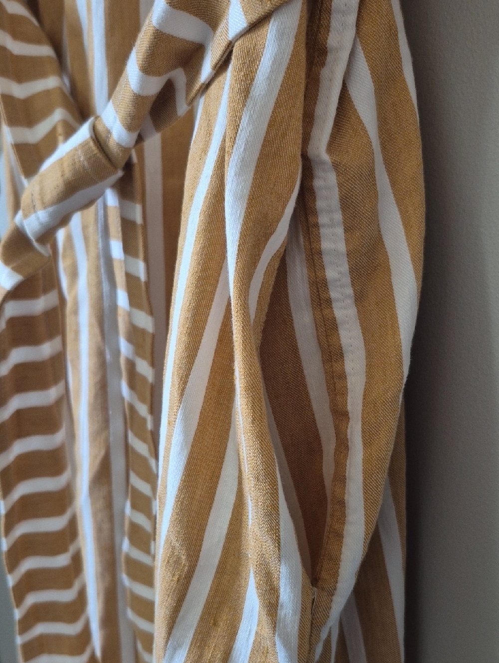 Samsoe Samsoe Amara Belted Shirt Dress Size L, Honey Stripe Linen Blend Vacation - Picture 7 of 15
